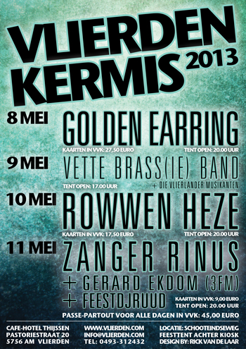 Golden Earring show poster May 08, 2013 Vlierden - Kermis